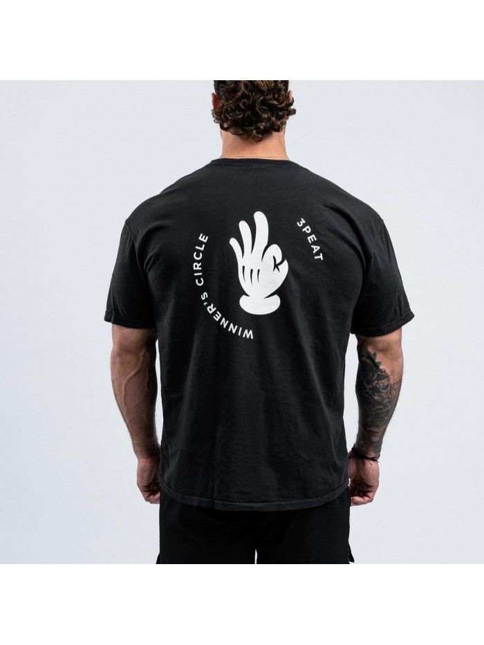 Cotton Short Sleeve T-shirt for Men and Women Summer New Trend Fitness Top Loose Fit