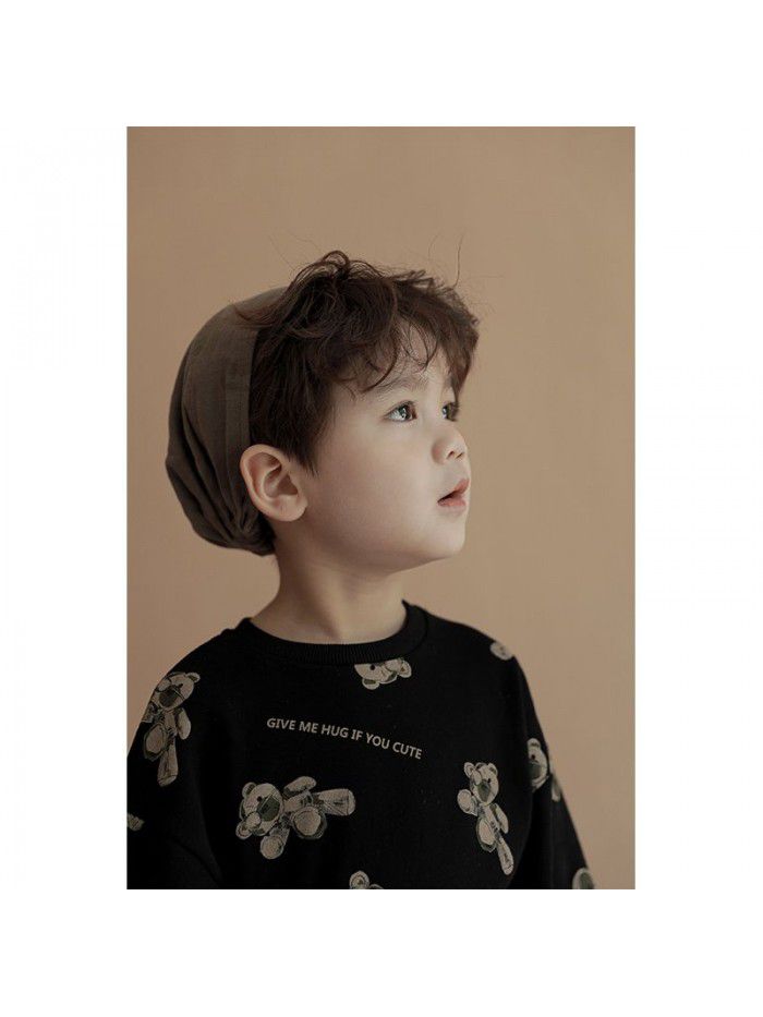 Boys' Sweater Spring and Autumn Cartoon Print Long Sleeve T-shirt Children's Bottom Top 