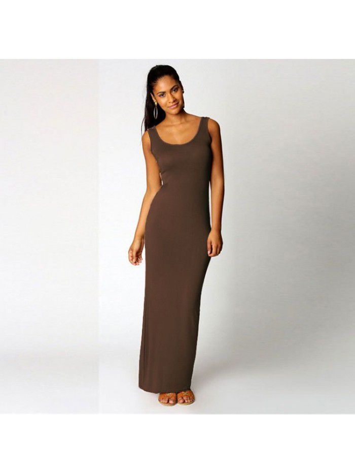 Summer New Casual Women's Subsexy Tank Top Long Dress Sleeveless Slim Fit Dress 