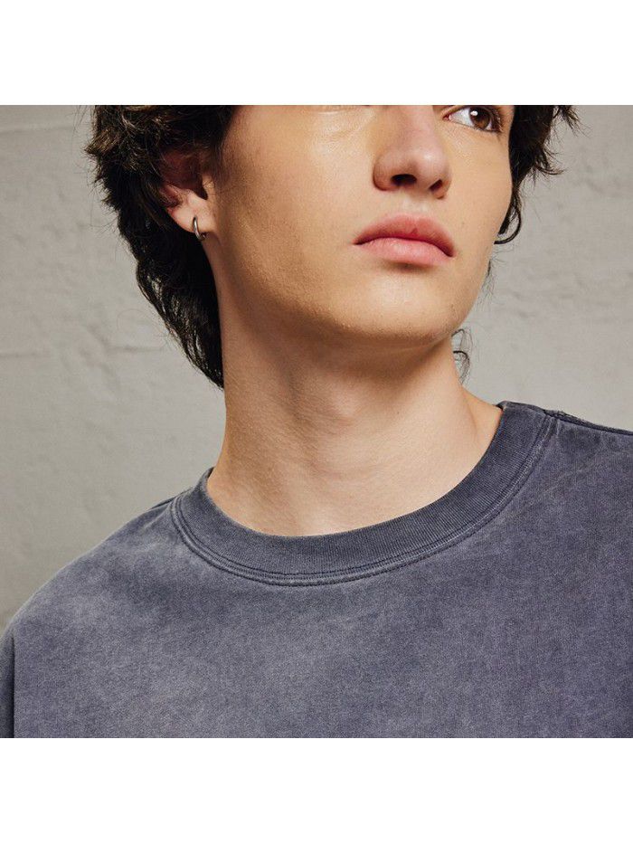 Wash, wash, and make old loose double yarn pure cotton short sleeved T-shirts for spring and summer new styles 