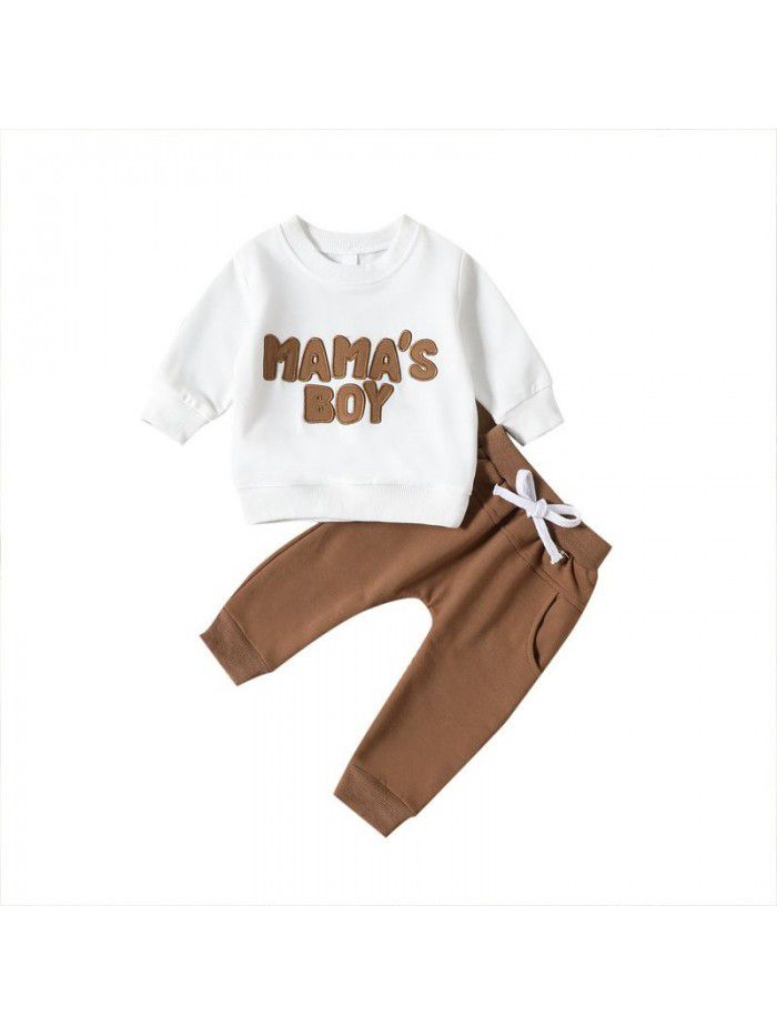 Children's Sweater Set Cotton Boys' Long sleeved Baby Spring and Autumn Children's Wear Pants and Clothes Two Piece Set 