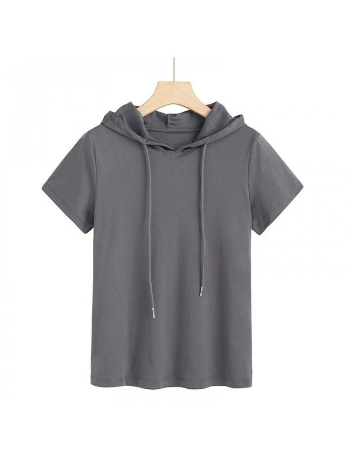 Silk Cotton T-shirt Women's Fashion Korean Hooded Super Hot New Style 