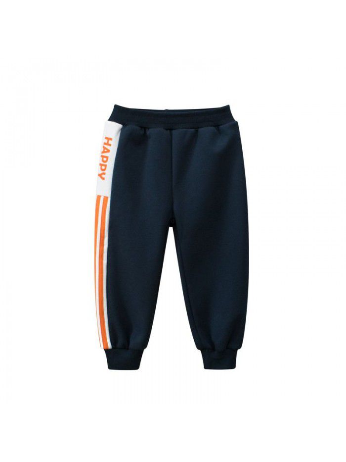 Boys' sportswear pants with plush autumn and winter new children's pants 