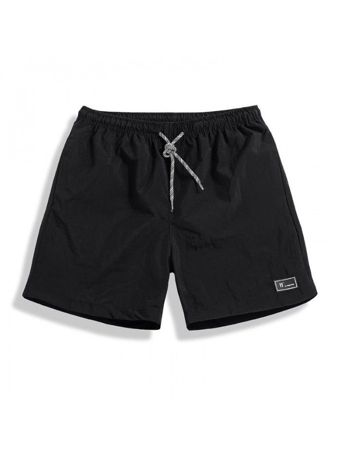 Summer Candy Shorts Capris Men's Beach Pants Elastic Waist Drawstring Loose Straight Leg Shorts 