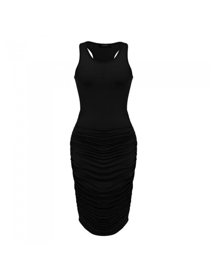 Summer European and American Fashion Women's Sexy Dress Slim Fit Pleated Sleeveless Tank Top Wrapped Hip Dress