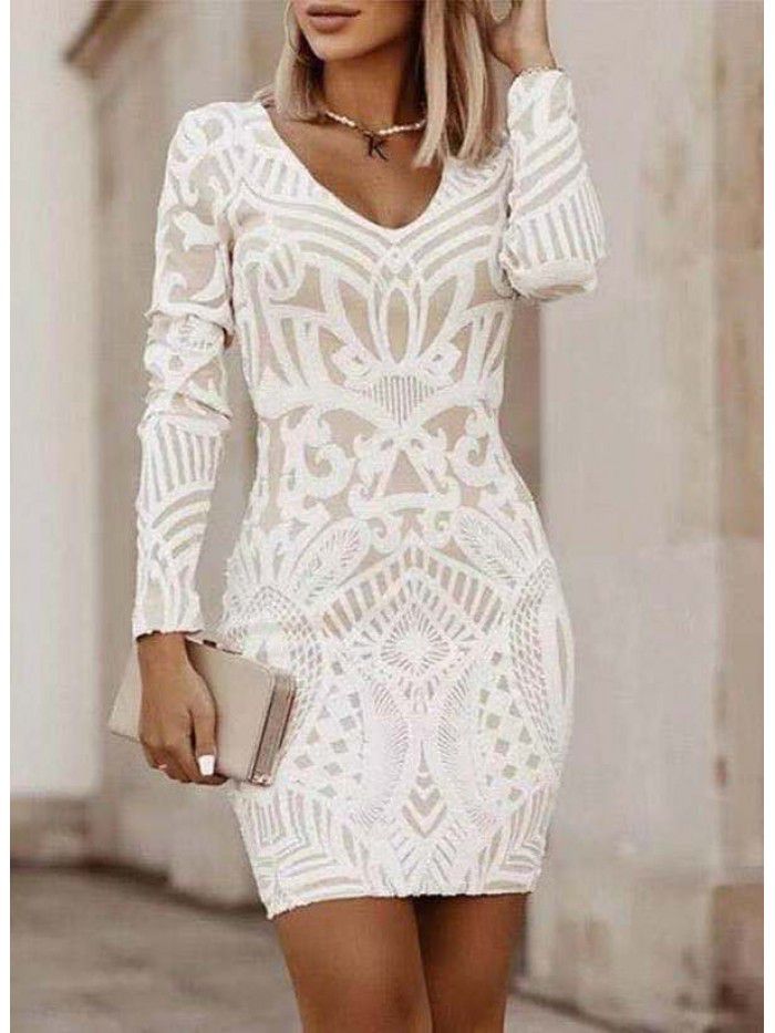 New style of spring dress, mid-length patchwork, slim-fitting, buttock wrapped dress for women 