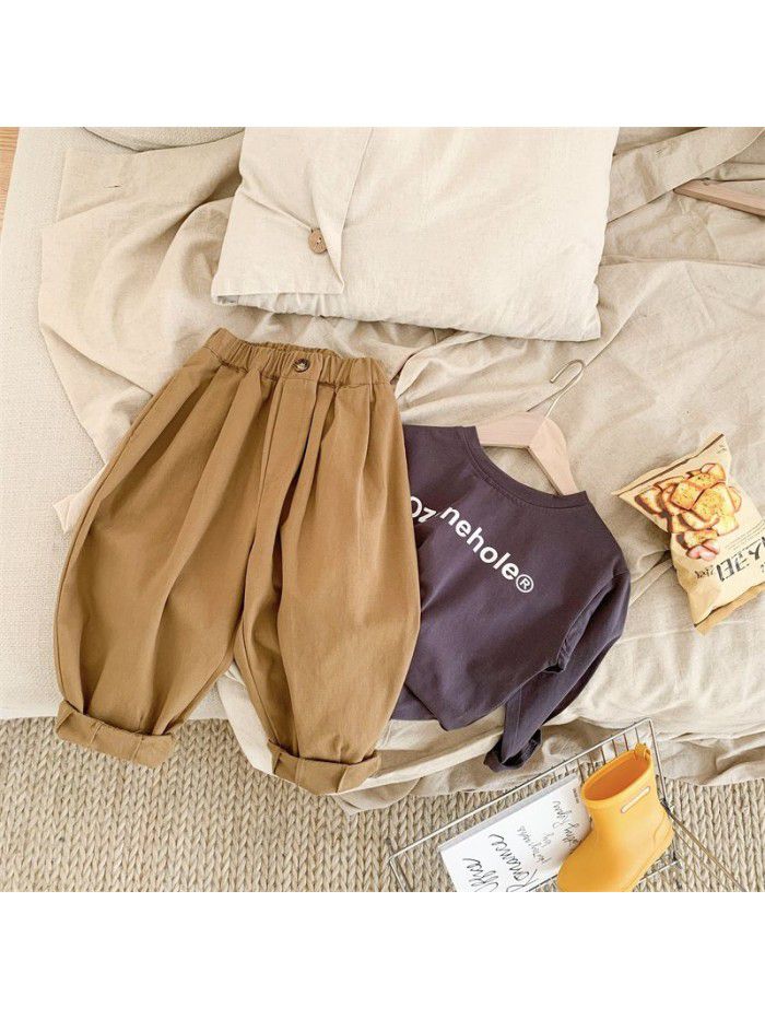 Children's pants Spring style small and medium-sized children's radish pants Trendy and cute, handsome long pants Wide legs 