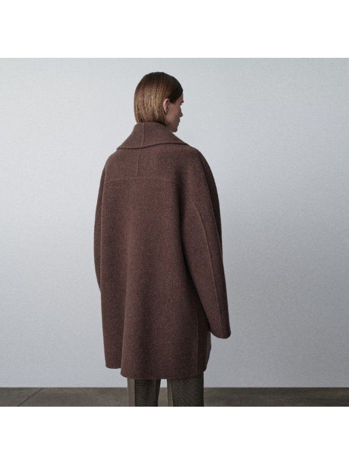 Autumn and winter new wool coat women's solid color double-sided woolen suit cashmere woolen coat