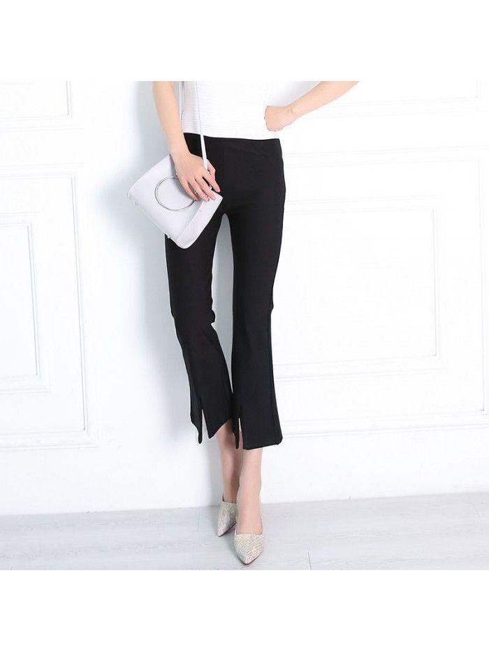 Autumn and Winter New Women's Casual Pants Temperament Commuter Split Flare Pants Nine Split Wide Leg Pants 