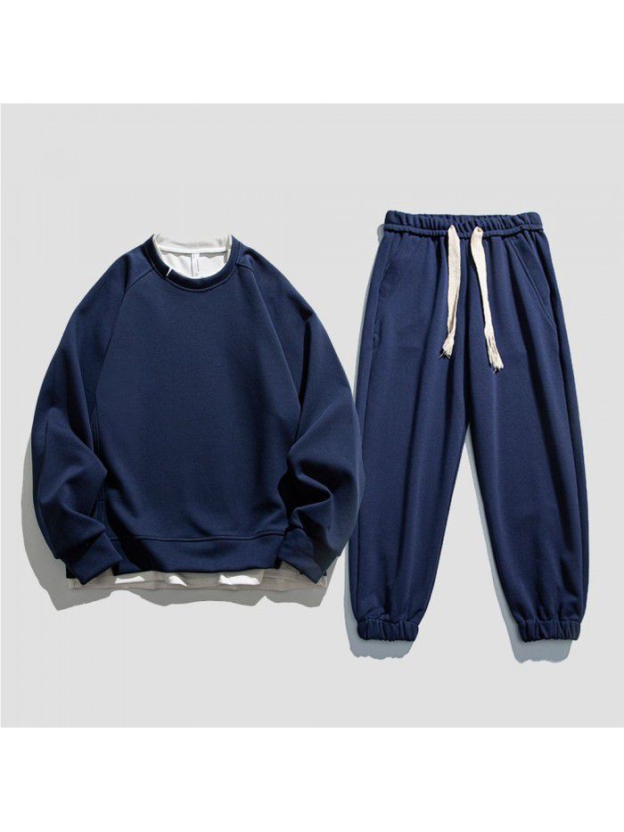 American Sports Set Men's Autumn New Sweater Pants Two Piece Set Fashion Brand Loose Coat Quality Men's Wear 