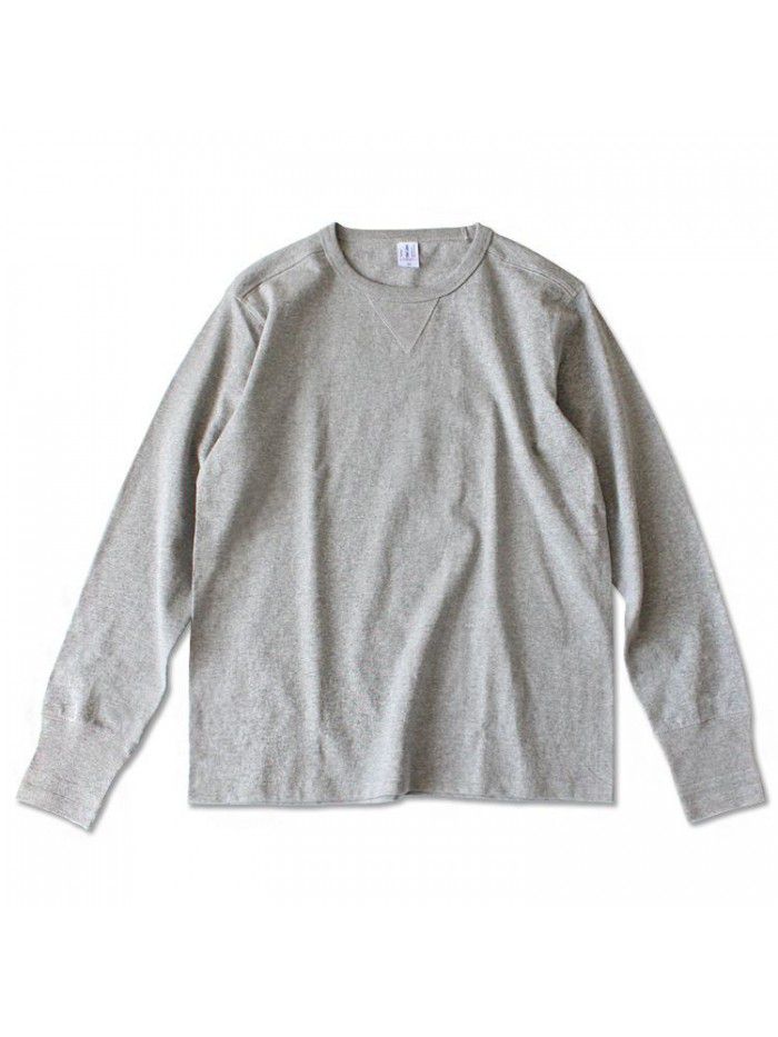 Heavyweight retro American cotton rugged all cotton seamless tube woven American style roll neck long sleeved T-shirt for men 
