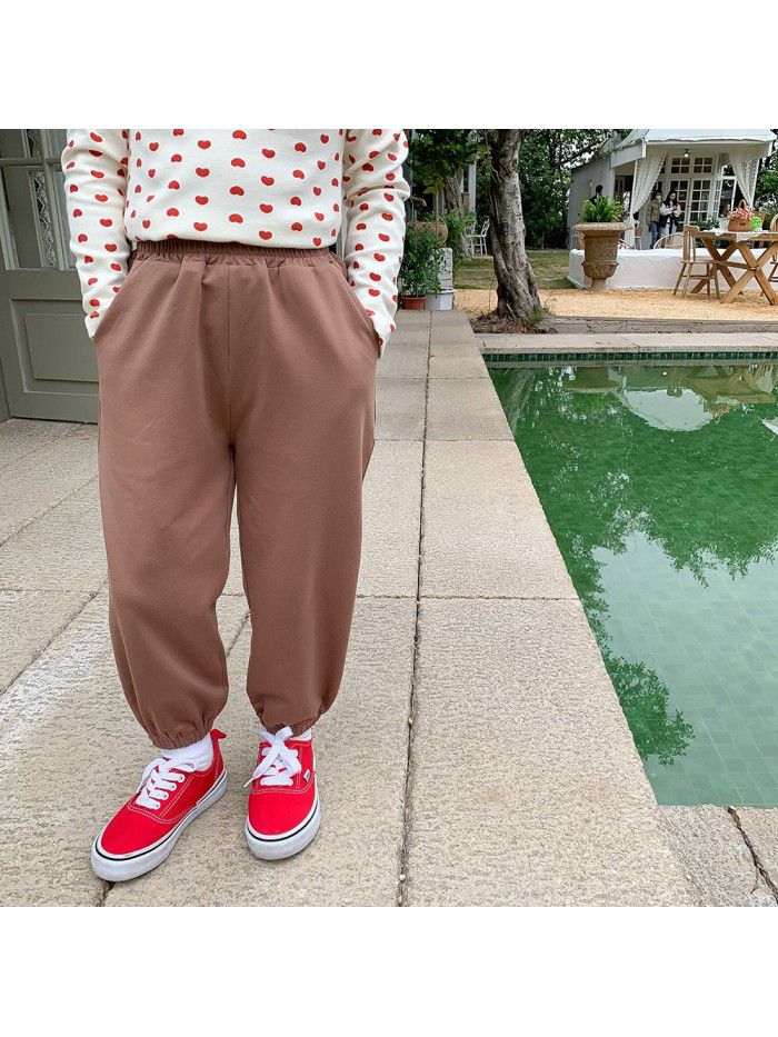 Children's Sports Pants Men's and Women's Cotton Casual Pants Spring New Children's Dress Feet Guard Pants Children's Dress Knitted Pants 