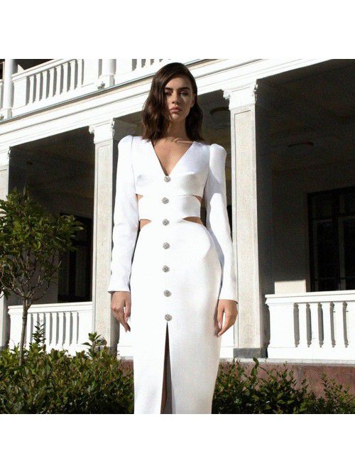 White French Slim High Grade Retro Dress Knitted S...