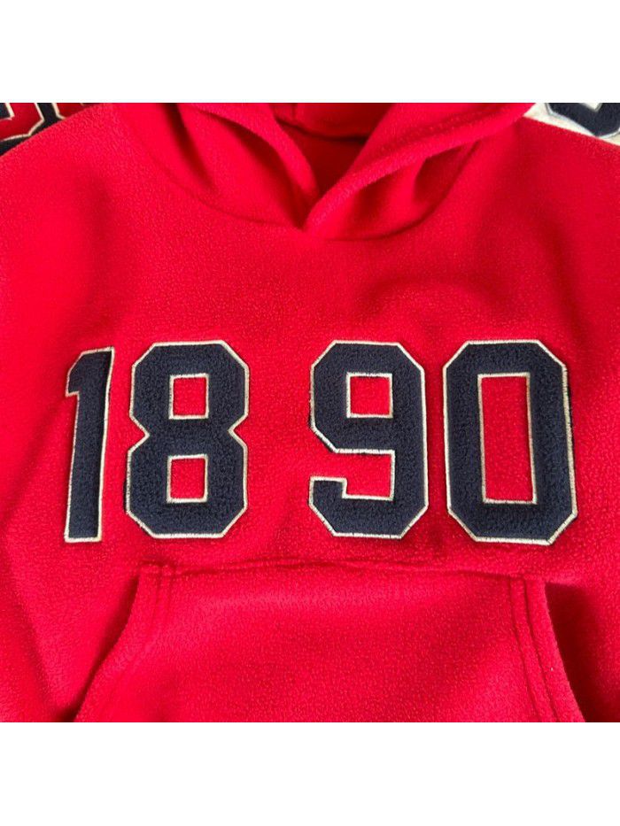 Autumn and winter plush children's hoodie casual and westernized Korean version sports long sleeved sweater paired with children's top 