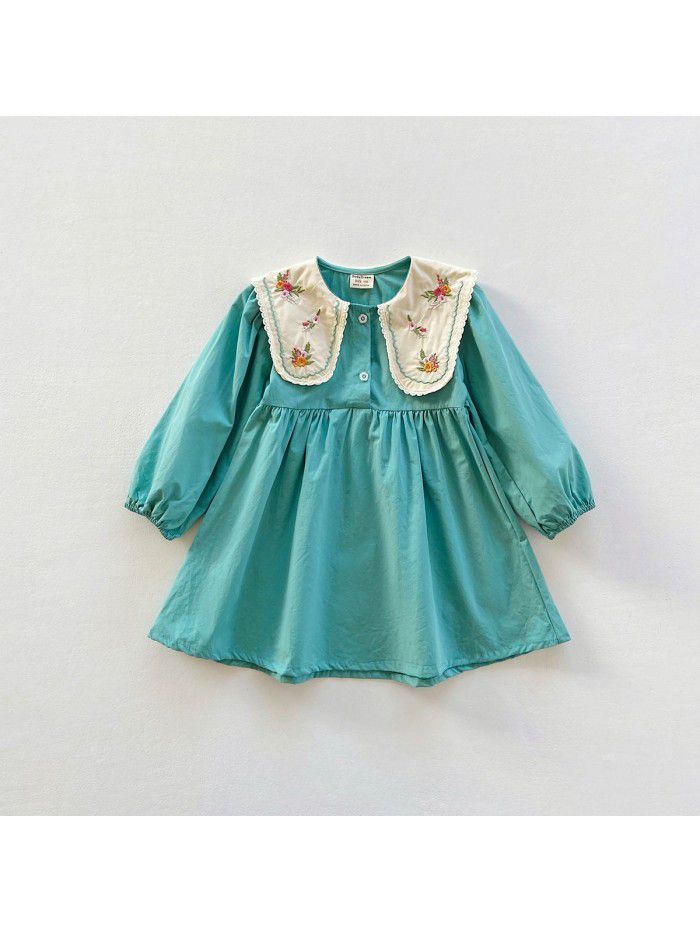 Autumn style small and medium-sized girl children's dress princess skirt cotton long sleeved children's skirt 