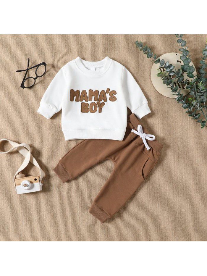 Children's Sweater Set Cotton Boys' Long sleeved Baby Spring and Autumn Children's Wear Pants and Clothes Two Piece Set 