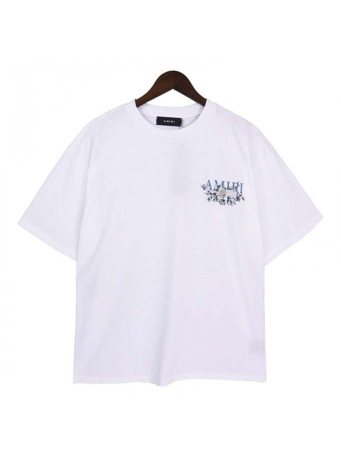 New men's clothing series personalized printed T-shirt with floral logo short sleeved men's and women's summer