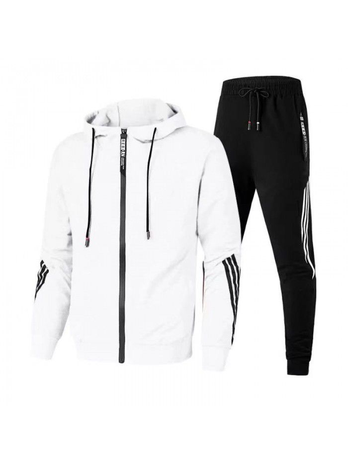 Men's Leisure Sports Set Fashion Zipper Coat Men's Running Sports Set