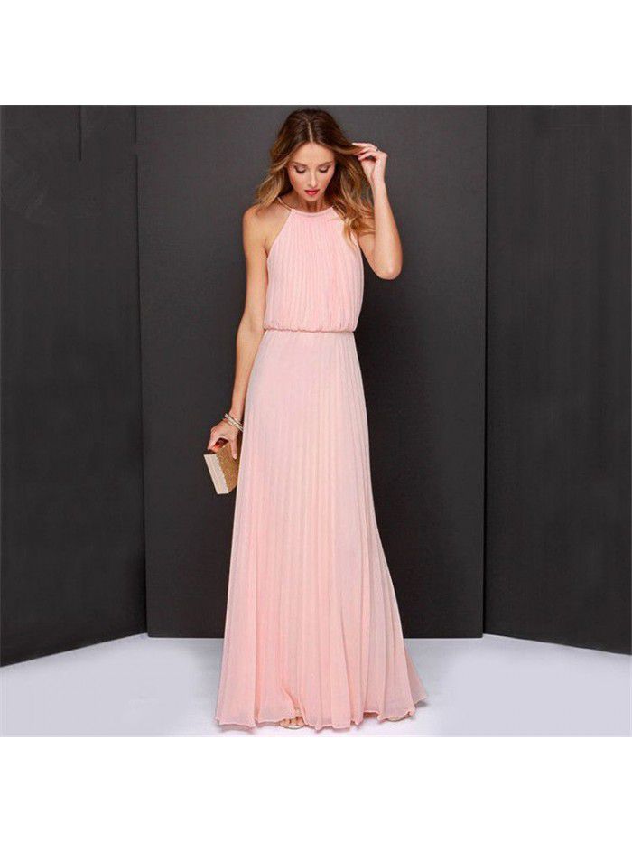 Popular sleeveless bridle pleated fashion sexy dress dress 