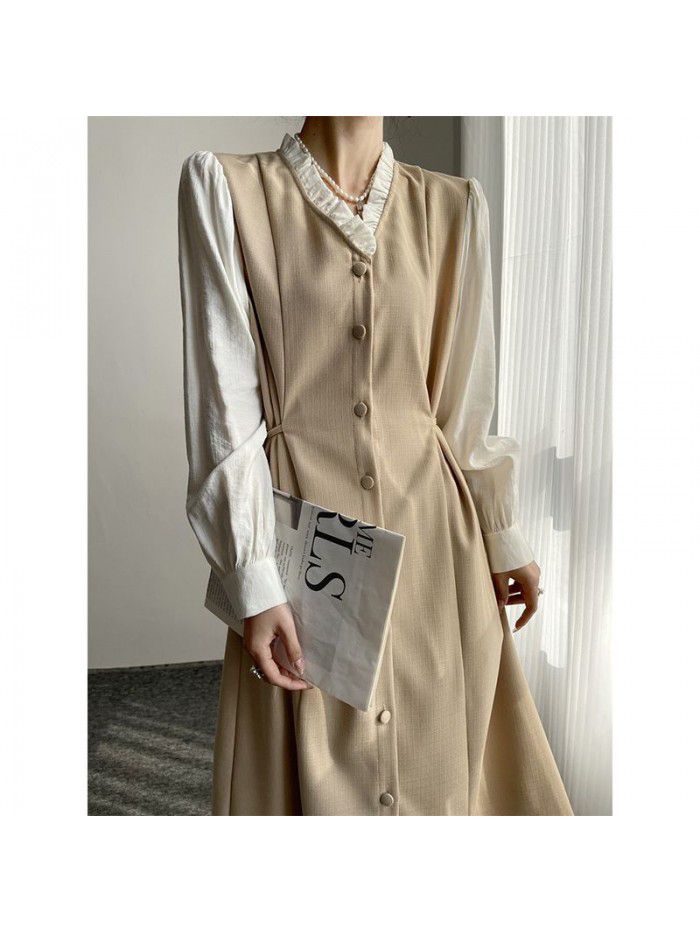 New French V-neck Dress for Women's Spring and Autumn High end Fashion Versatile Dress for Children 