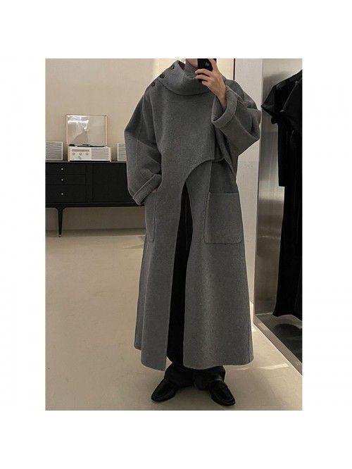 Layered overlapping design coat for women's winter...