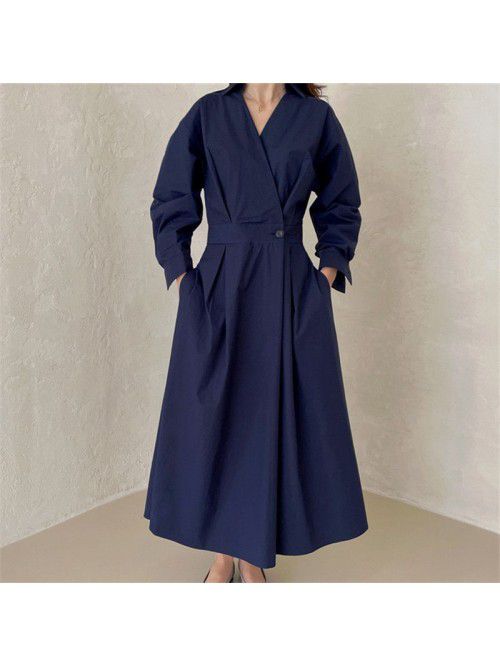 Loose oversized dress with elastic high waistline ...