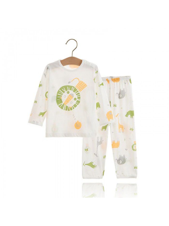 Children's pajama set: pure cotton thin long sleeved autumn clothing for girls and boys: all cotton baby autumn clothing 