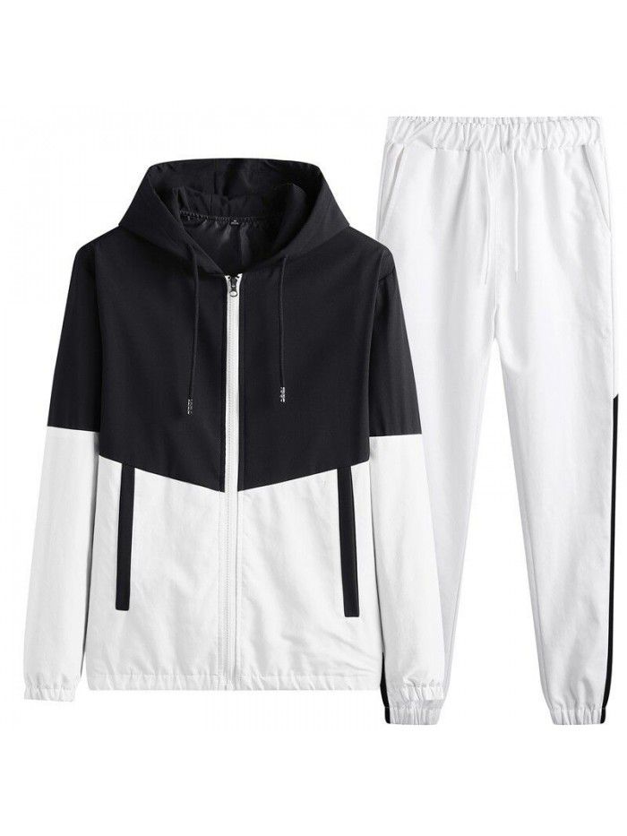 Set men's spring and autumn casual sports set men's hooded cardigan two-piece set 