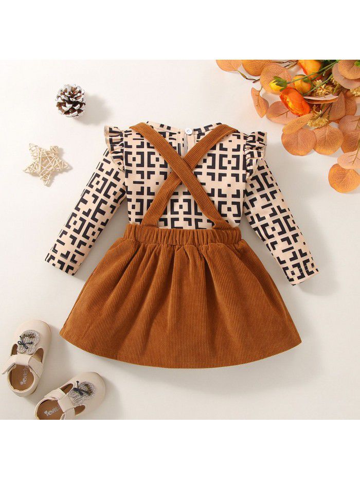 Baby Clothing Autumn New Long Sleeve Bodysuit Baby Strap Dress 