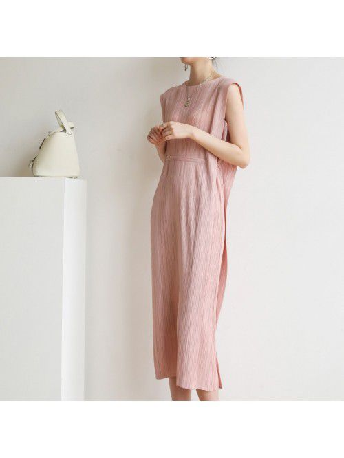 High end pleated PP mid length dress with a stylis...