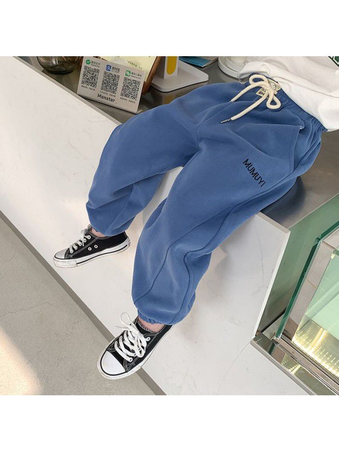 Boys' Baby Pants Spring Loose Fashionable New Children's Small and Middle School Children's Bundle Foot Guard Pants Sweatpants Pure Cotton 