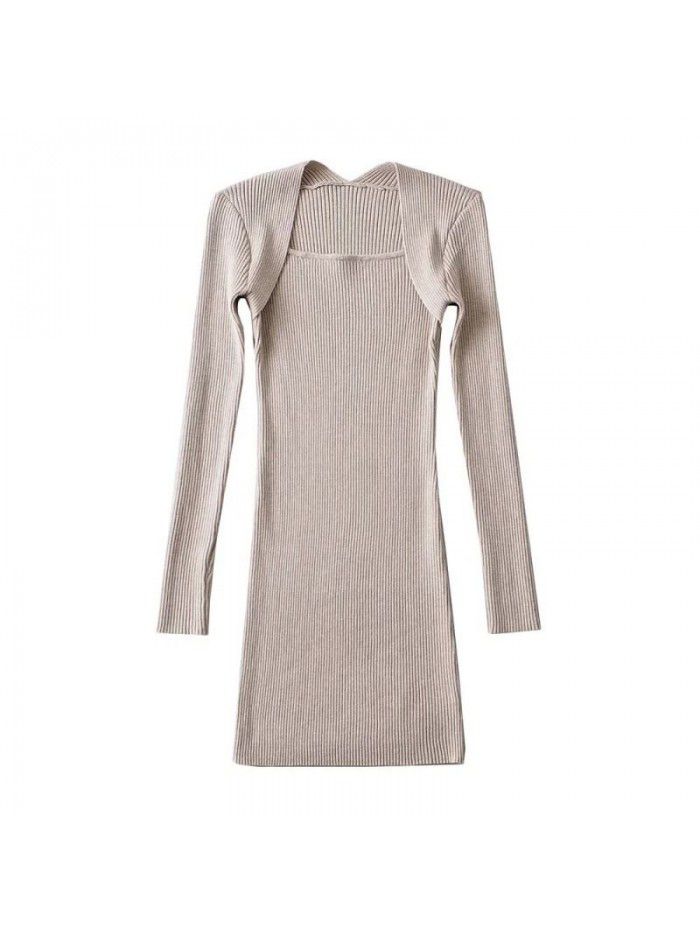 Autumn and Winter Spicy Girls Show Thin Knitted Long Sleeve Dress Women Sexy Wrapped Hip Short Skirt Women 