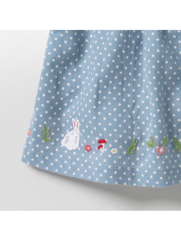 Summer New Girls' Dress Short Sleeve Cotton Polka Dot Printed Kids' Dress 