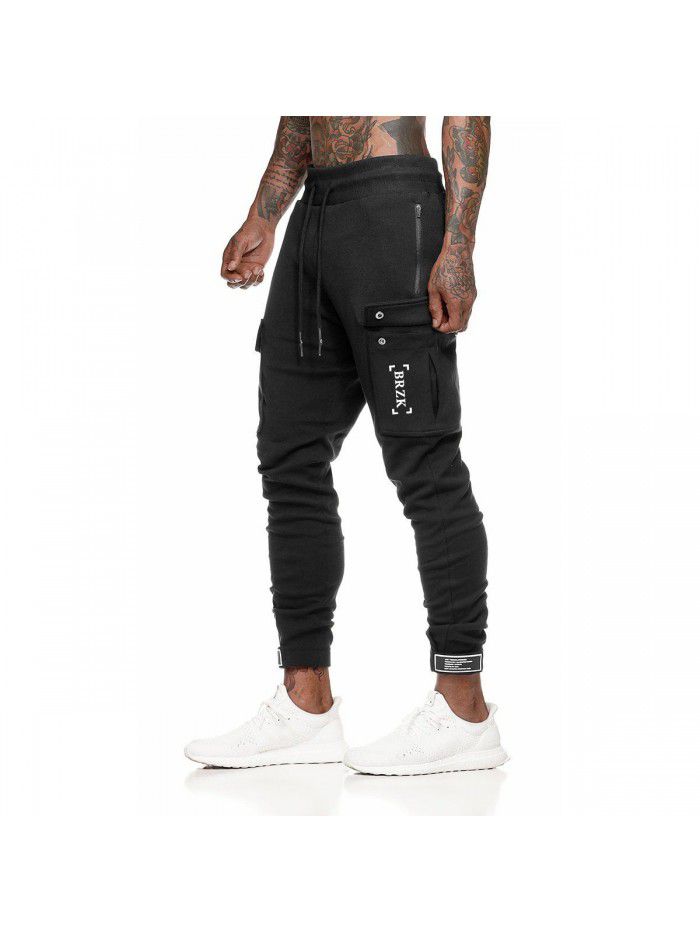 Muscle Fitness Brother Pure Cotton Sports Pants Men's Slim Fit Fitness Pants Running Training Pants 