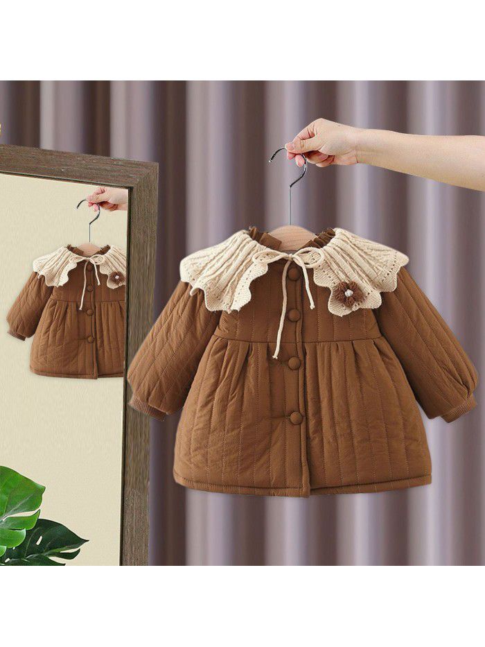 Children's cotton jacket, girls' winter clothing, western-style plush cotton jacket, girls' thick coat, children's outerwear