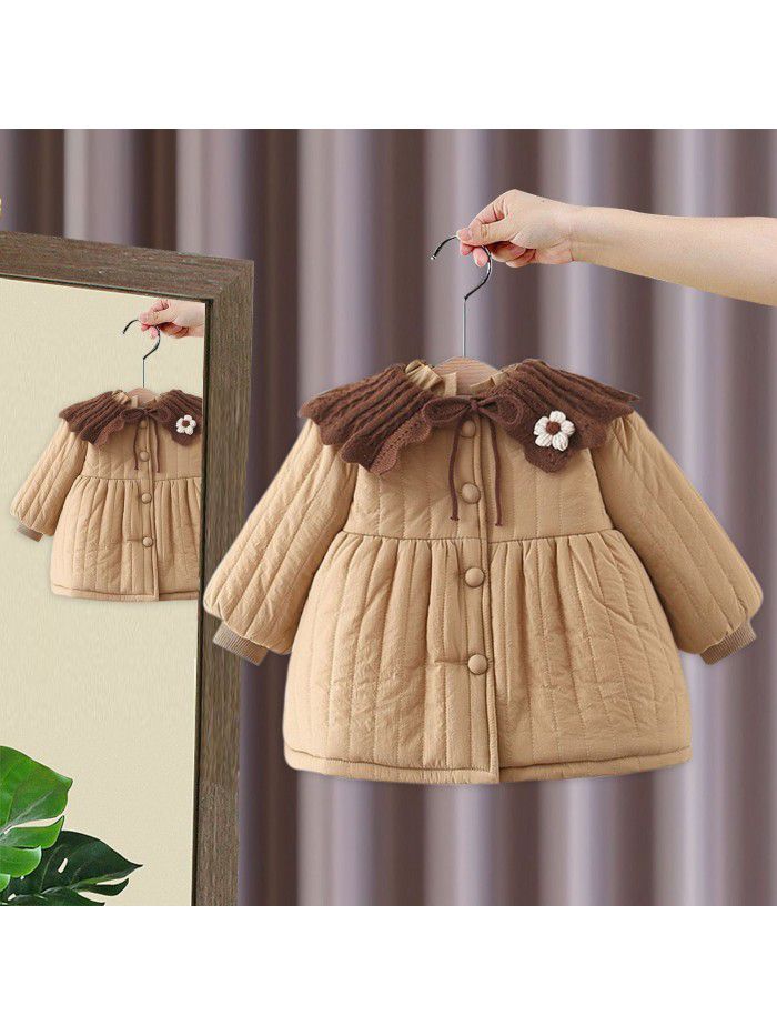 Children's cotton jacket, girls' winter clothing, western-style plush cotton jacket, girls' thick coat, children's outerwear