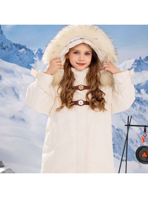 Girls' coat, down jacket, medium length, winter ne...