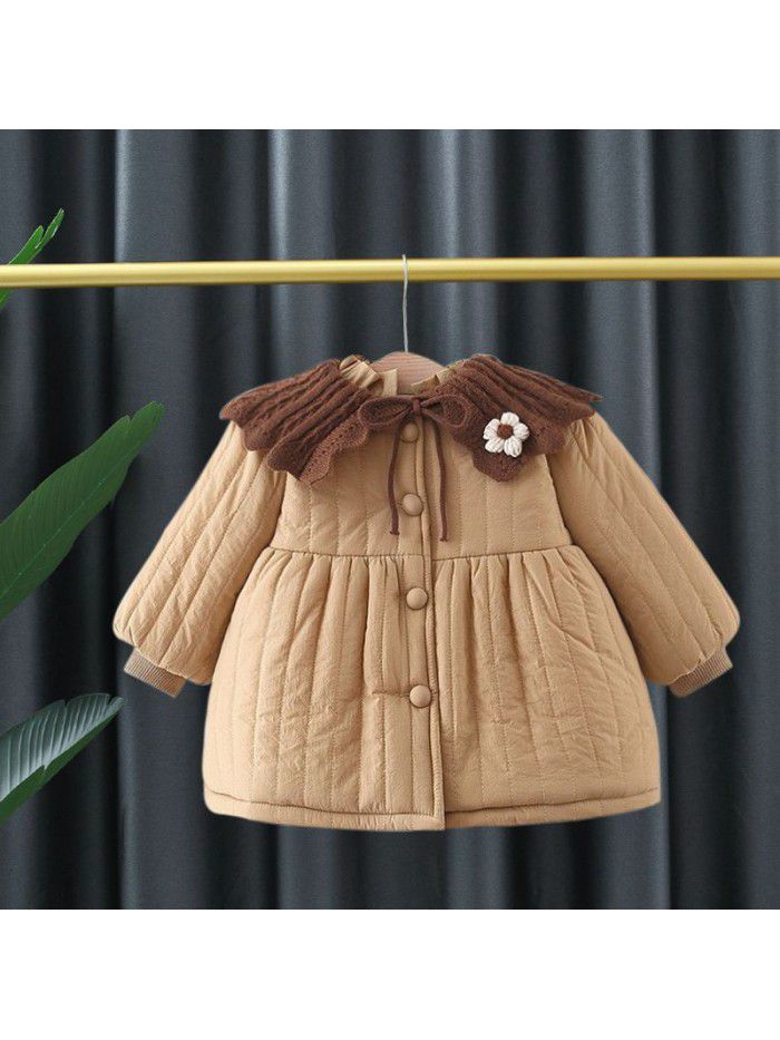Children's cotton jacket, girls' winter clothing, western-style plush cotton jacket, girls' thick coat, children's outerwear