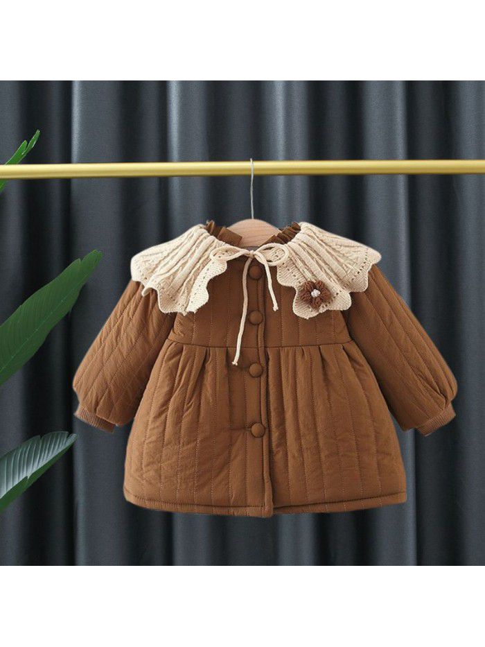 Children's cotton jacket, girls' winter clothing, western-style plush cotton jacket, girls' thick coat, children's outerwear