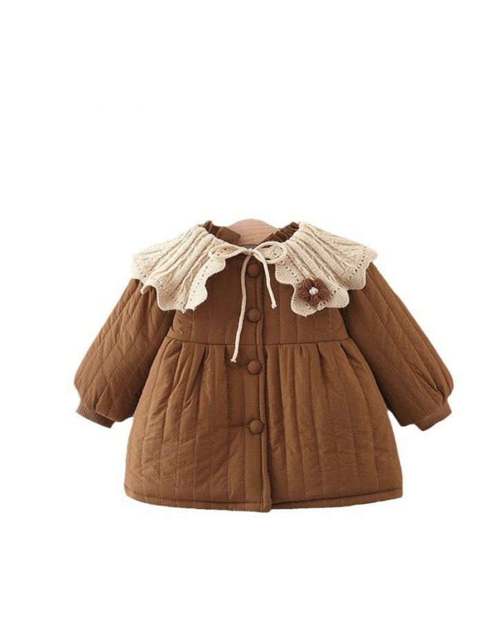 Children's cotton jacket, girls' winter clothing, western-style plush cotton jacket, girls' thick coat, children's outerwear