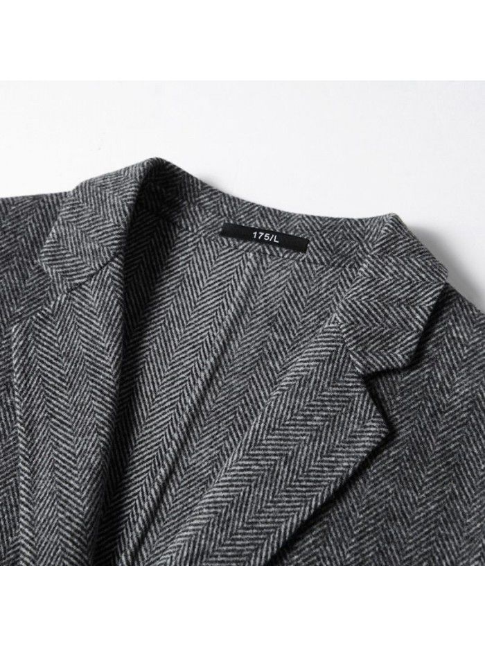 Men's casual suit, wool woolen suit jacket, pure handmade double-sided business fabric