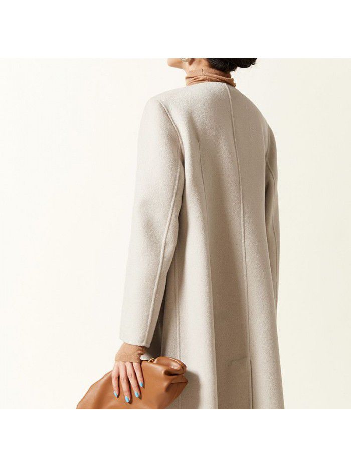 Autumn and winter new cashmere coat double-sided woolen commuting coat casual cashmere coat woolen temperament coat for women