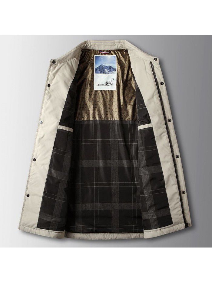 Men's down jacket autumn and winter white goose down warm shirt version for middle-aged and young people, casual light and thin down men's jacket trend