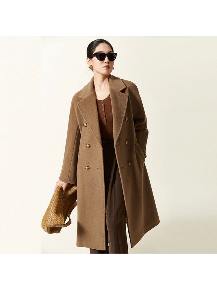 Coat, woolen coat, single-sided woolen coat, high-end double breasted woolen coat