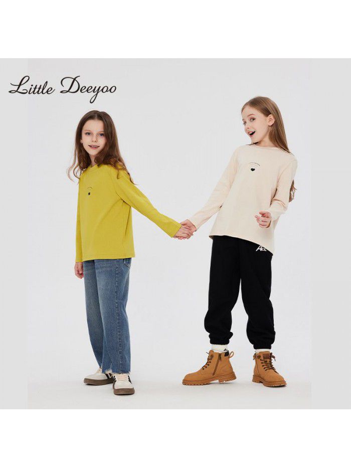 Girls Long sleeved T-shirt Spring and Autumn New Children's Pure Cotton Bottom Shirt Girls Loose Round Neck Inner Layup Top