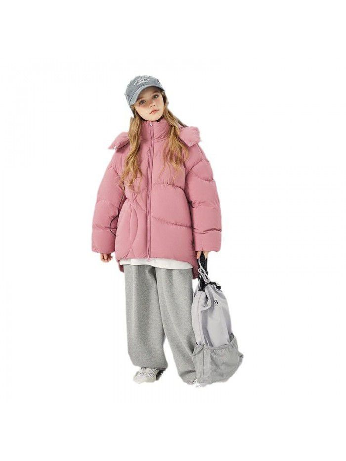 Girls' autumn and winter down jackets, new winter styles for middle-aged and young children, thick and warm three proof jackets, children's western-style winter clothing