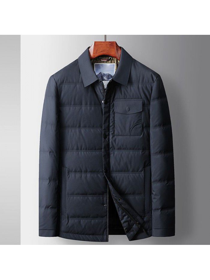 Men's down jacket autumn and winter white goose down warm shirt version for middle-aged and young people, casual light and thin down men's jacket trend