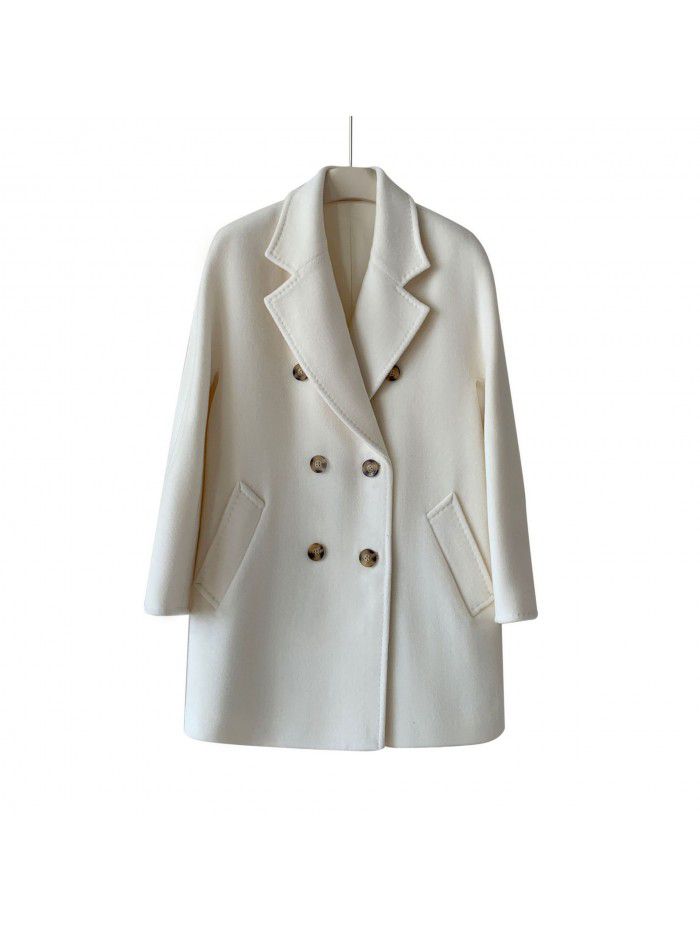 Coat short woolen jacket suit collar women's single-sided woolen high count cotton wool