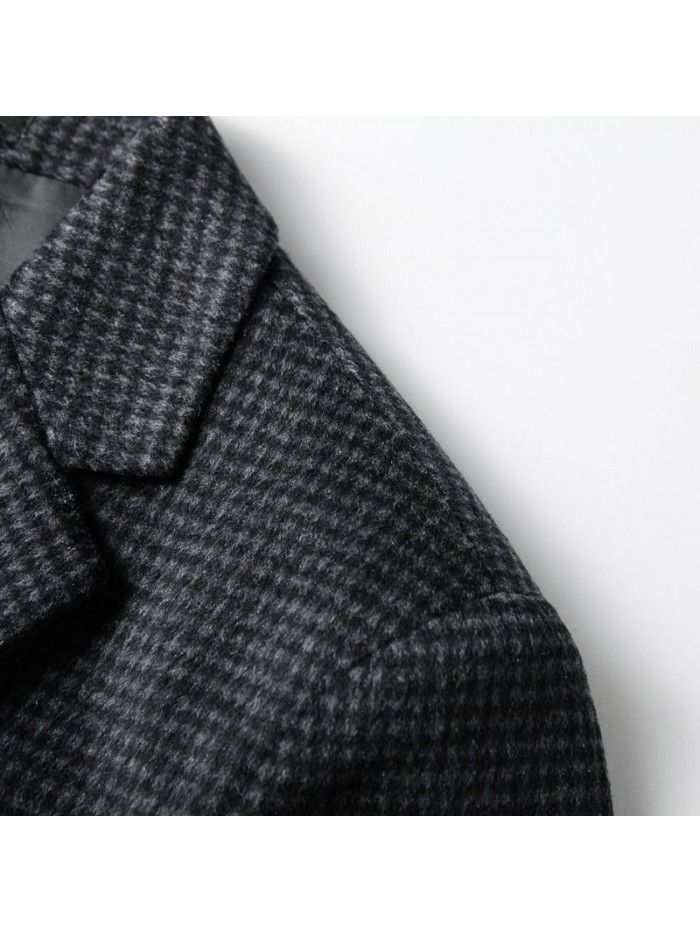 Men's casual suit autumn and winter wool single western new middle-aged and young thousand bird plaid casual woolen suit jacket