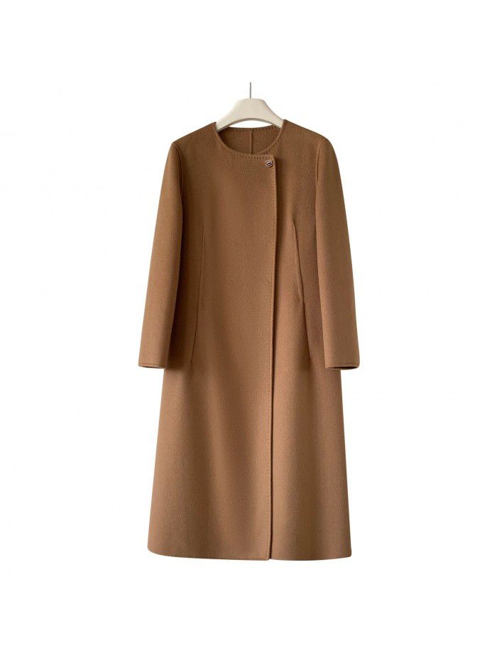Autumn and winter new cashmere coat double-sided woolen commuting coat casual cashmere coat woolen temperament coat for women